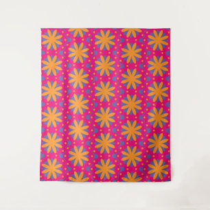 bunte Blumenkreisformen Wandteppich