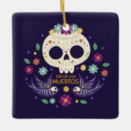 Bunte Blumenverzierung skull Dia de Muertos | Keramikornament