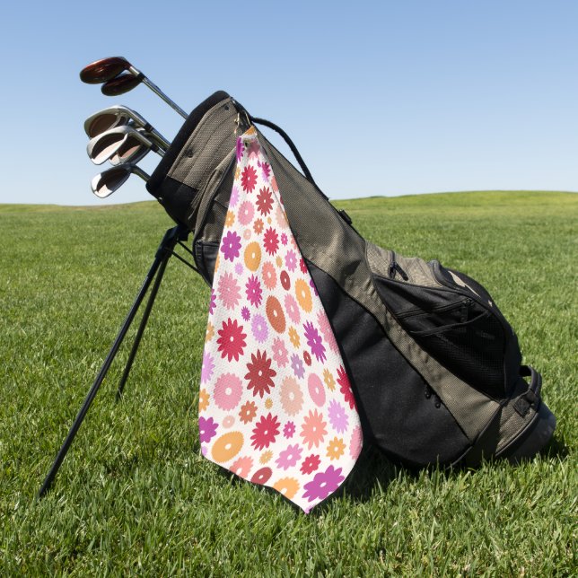 Bunte Blüten Großes Muster Golfhandtuch (Gras)