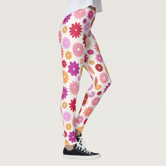 Bunte Blüten Großes Muster Leggings (Rechts)