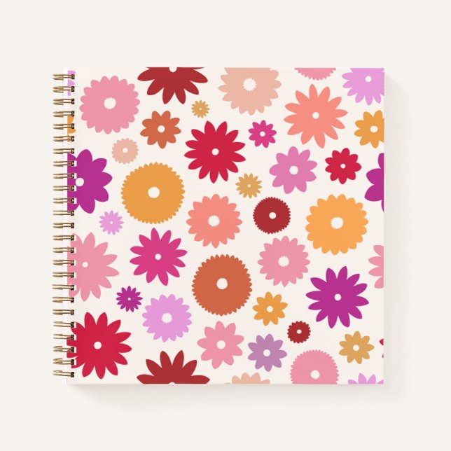 Bunte Blüten Großes Muster Notizbuch (Vorderseite)