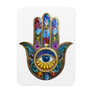 Bunte Blütenblätter Hamsa Saphir Drittes Auge Magnet