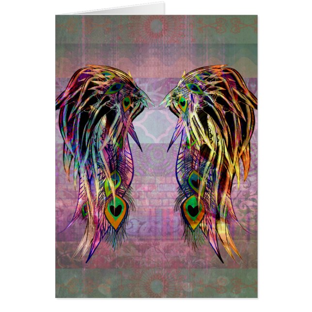 Bunte Bohemische Pfau-Feder-Engels-Flügel (Vorne)