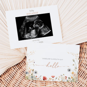 Bunte Boho-Wildblumen-Foto-Schwangerschaftskarte Einladung