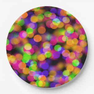 Bunte Bokeh-Blasen Pappteller