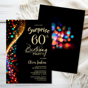 Bunte Bokeh Überraschung 60. Geburtstagsparty Einladung