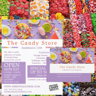 Bunte Bonbons, Süßwarenbedarf Werbeanzeige Flyer