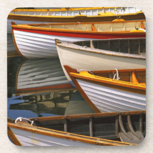 Bunte Boote im Wooden Boat Center Getränkeuntersetzer