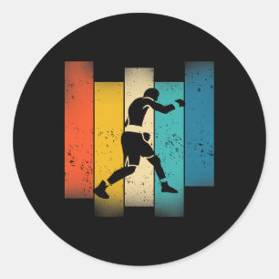 Bunte Boxer-Silhouette Vintage abgenutzt  Runder Aufkleber