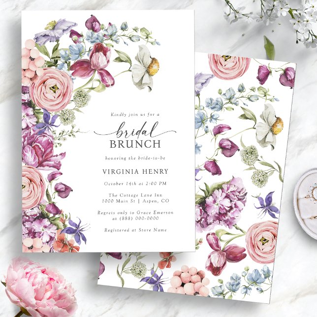 Bunte Bridal Brunch Einladung (Colorful Jewel Tone Wildflower Bridal Brunch Invitation by Painted Paperie
)
