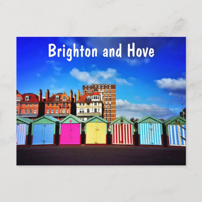 Bunte Brighton- und Hove Summer Beach Huts Postkarte (Vorderseite)
