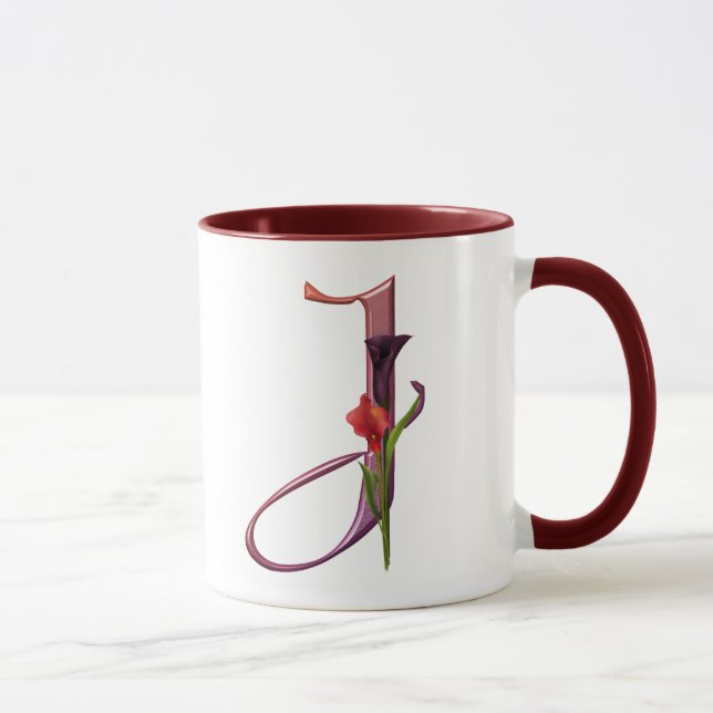 Bunte Calla-Initiale J Tasse (Rechts)