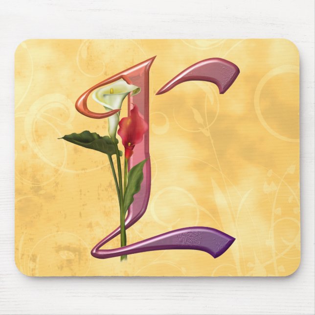 Bunte Calla-Initiale L Mousepad (Vorne)