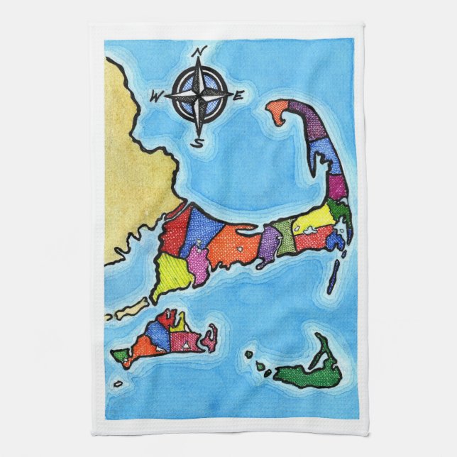 Bunte Cape Cod-Karte Handtuch (Vertikal)
