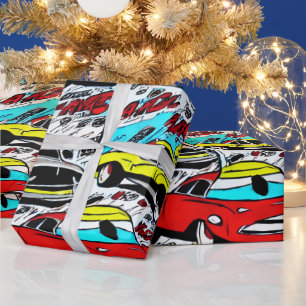 Bunte Cartoon-Autos Comic-Muster Geschenkpapier