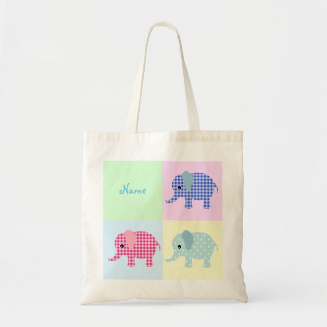 Bunte Cartoon-Elefant-riesige Taschen-Tasche Tragetasche (Vorne)