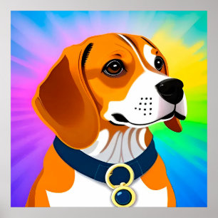 Bunte Cartoon-Hund-Illustration Poster