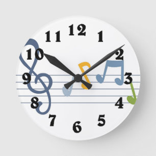 Bunte Cartoon-Musiknotenuhr Runde Wanduhr