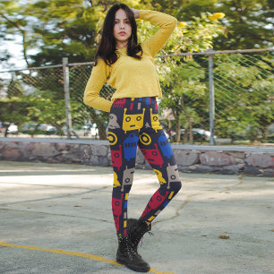 bunte Cartoon-Roboter Leggings