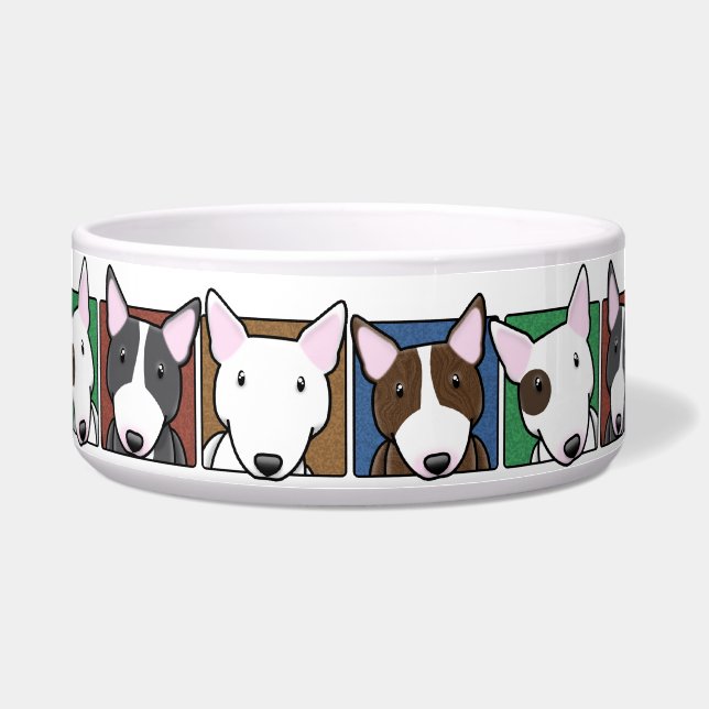 Bunte Cartoon-Stier-Terrier Napf (Vorderseite)