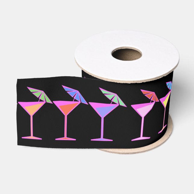 Bunte Cocktails auf Schwarzem Ripsband (Spule)