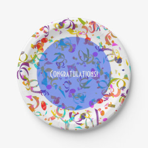 Bunte Confetti-Wurf-Grafik Pappteller