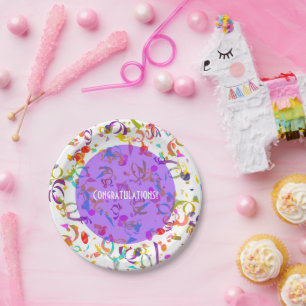 Bunte Confetti-Wurf-Grafik Pappteller