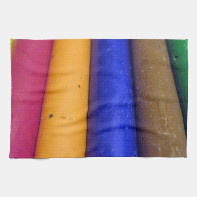 Bunte Crayons Geschirrtuch (Horizontal)
