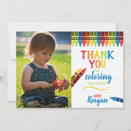 Bunte Crayons Kindergeburtstag Dankeskarte