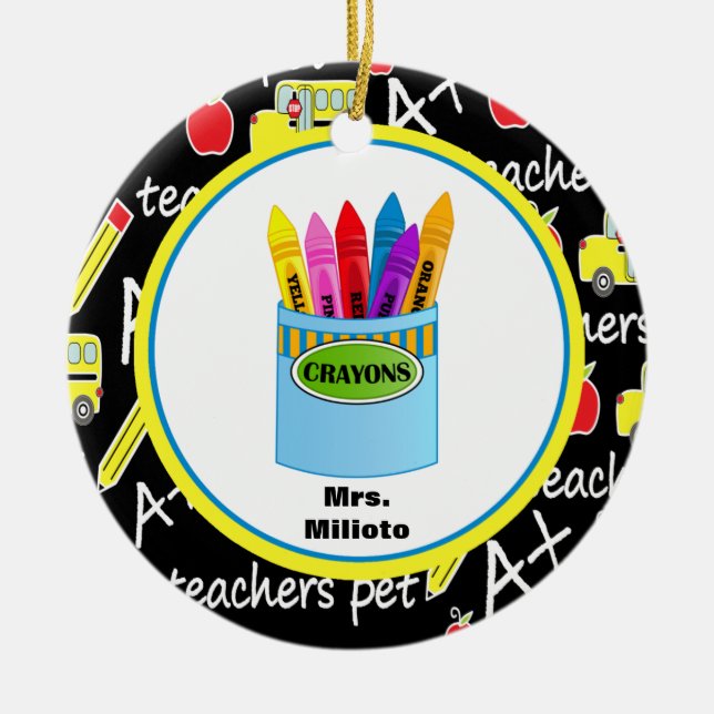 Bunte Crayons Lehrer Weihnachtsschmuck (Vorne)