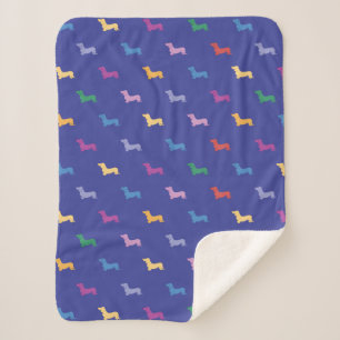 Bunte Dachshunde Muster Blau Sherpadecke
