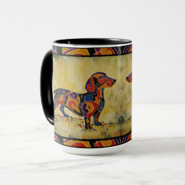 Bunte Dackel-Tasse, Dackel-Liebhaber-Geschenke Tasse
