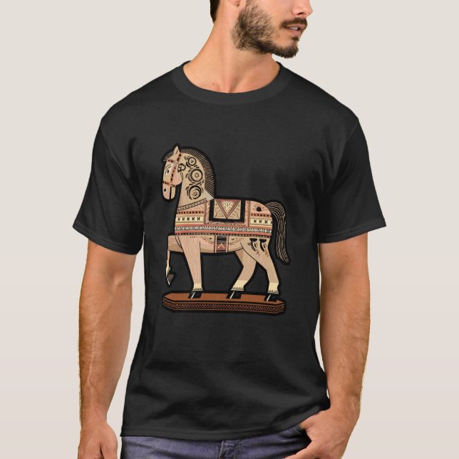 Bunte Dala-Pferd-Volkskunst T-Shirt (Vorderseite)