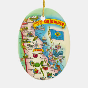 Bunte Delaware-Karte  Keramik Ornament