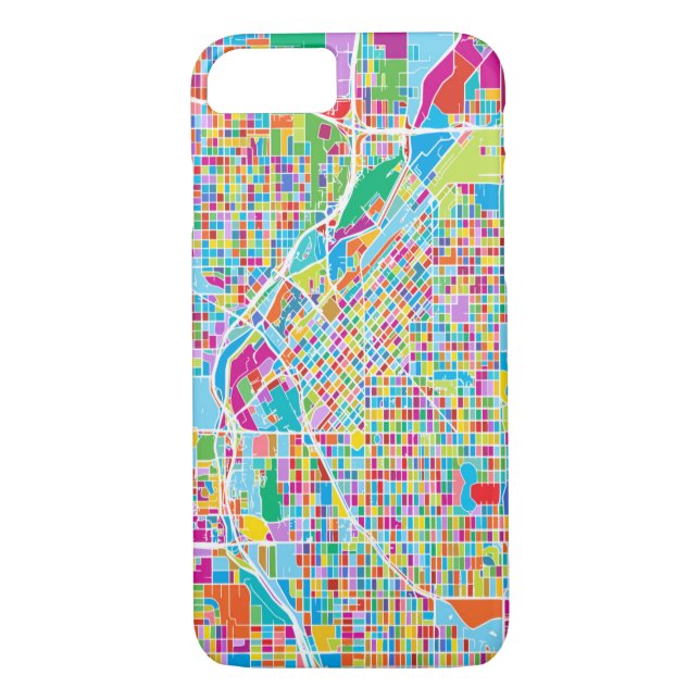 Bunte Denver-Karte Case-Mate iPhone Hülle (Rückseite)