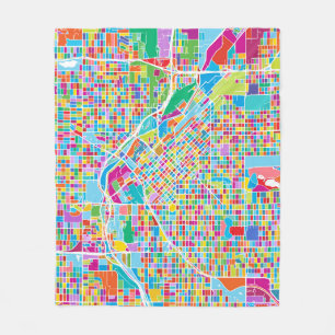 Bunte Denver-Karte Fleecedecke