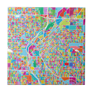 Bunte Denver-Karte Fliese