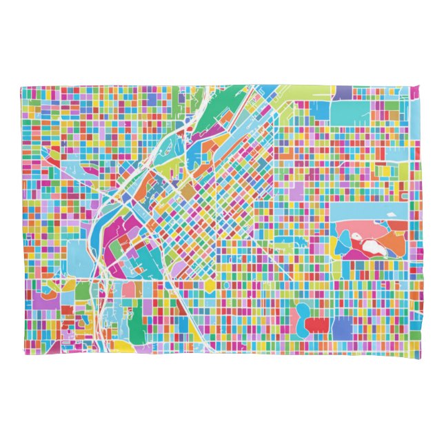Bunte Denver-Karte Kissenbezug (Vorderseite-Links)