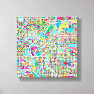 Bunte Denver-Karte Leinwanddruck