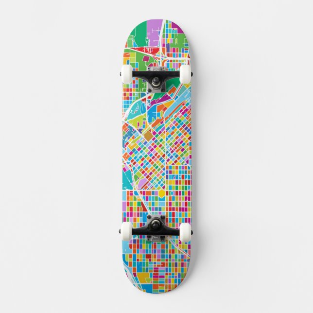 Bunte Denver-Karte Skateboard (Vorderseite)