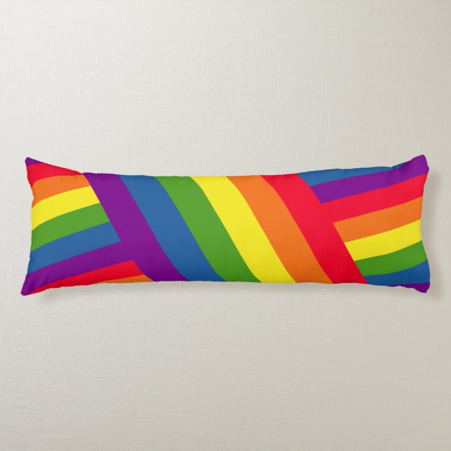 Bunte diagonale homosexuelle Regenbogen-Flagge Seitenschläferkissen (Vorderseite)