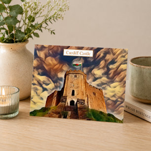 Bunte digitale Kunst der Burg Cardiff Postkarte