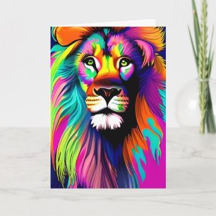 Bunte digitale Löwen-Kunst Karte