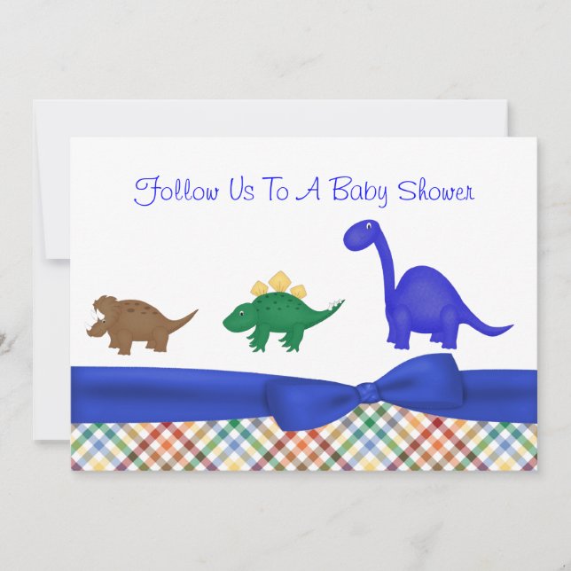 Bunte Dinosaurier-Babyparty-Einladung Einladung (Vorderseite)