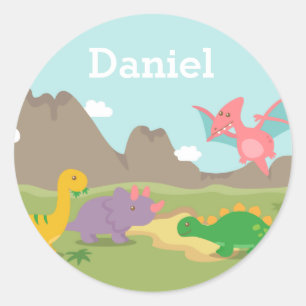 Bunte Dinosaurier Jura Für Kinder Runder Aufkleber