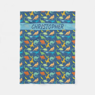 Bunte Dinosaurier personalisiert Fleecedecke