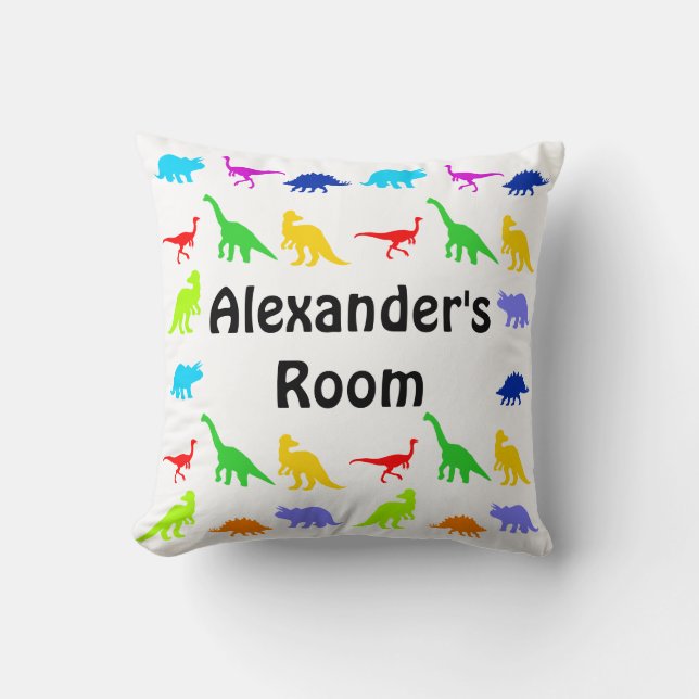 Bunte Dinosaurierpersonalisierte Throw-Kissen Kissen (Vorderseite)