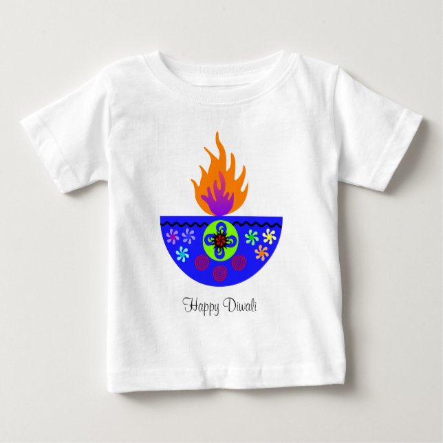 Bunte Diwali Lampe Diya Baby T-shirt (Vorderseite)