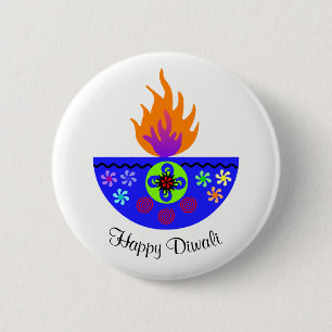 Bunte Diwali Lampe Diya Button