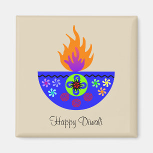 Bunte Diwali Lampe Diya Magnet